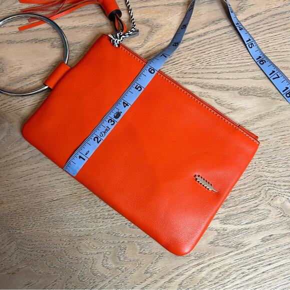 NWT Thacker NYC Nolita Clutch Wristlet Purse Wallet Tassel Silver Coral Red - Picture 9 of 9